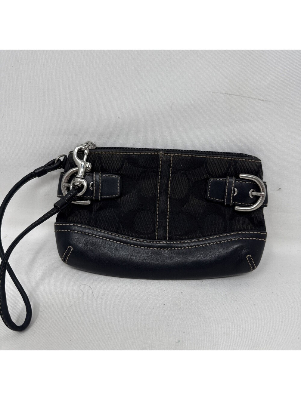 Coach Black Monogram Canvas  Wristlet